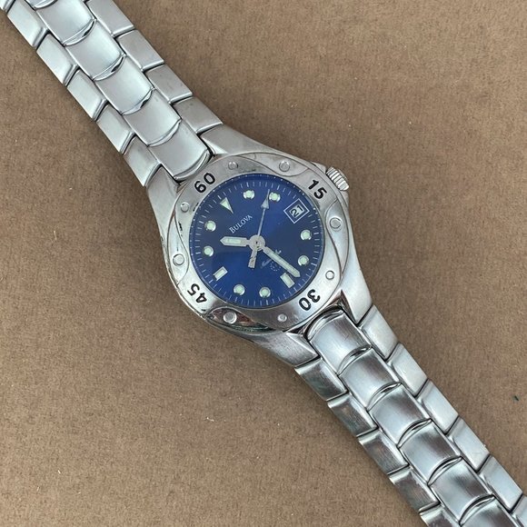 Bulova Watch Marine Star Satin Finish Stainless Steel Highly Polished Blue Watch main image 4